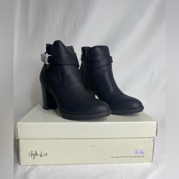 STYLE & COMPANY Womens Black Goring Laleen Round Toe Block Heel Booties 7.5M - Picture 5 of 11